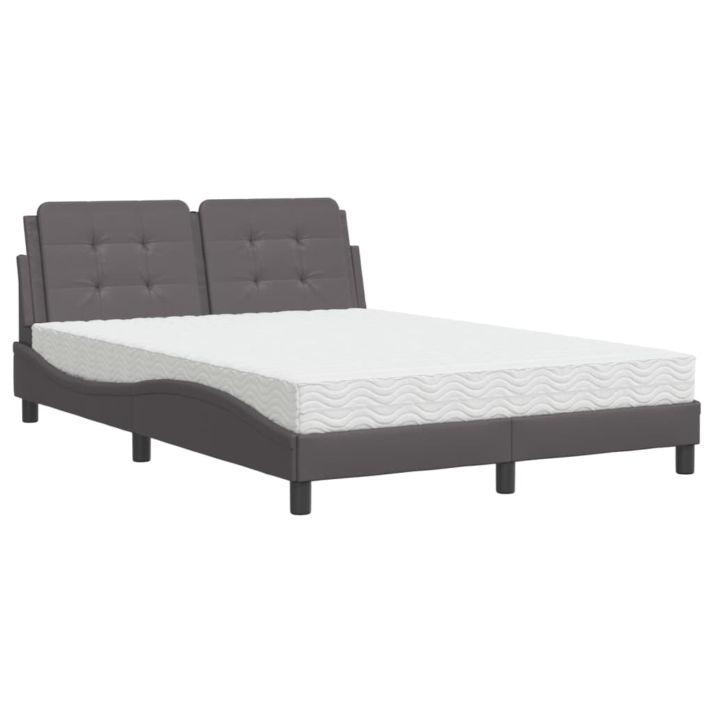 Bed met matras "Zadar" kunstleer grijs 140x200 cm – afbeelding 2