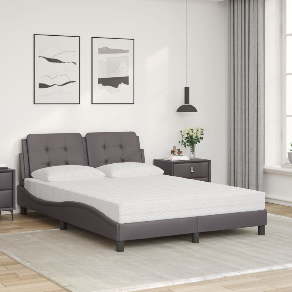 Bed met matras "Zadar" kunstleer grijs 140x200 cm – afbeelding 3