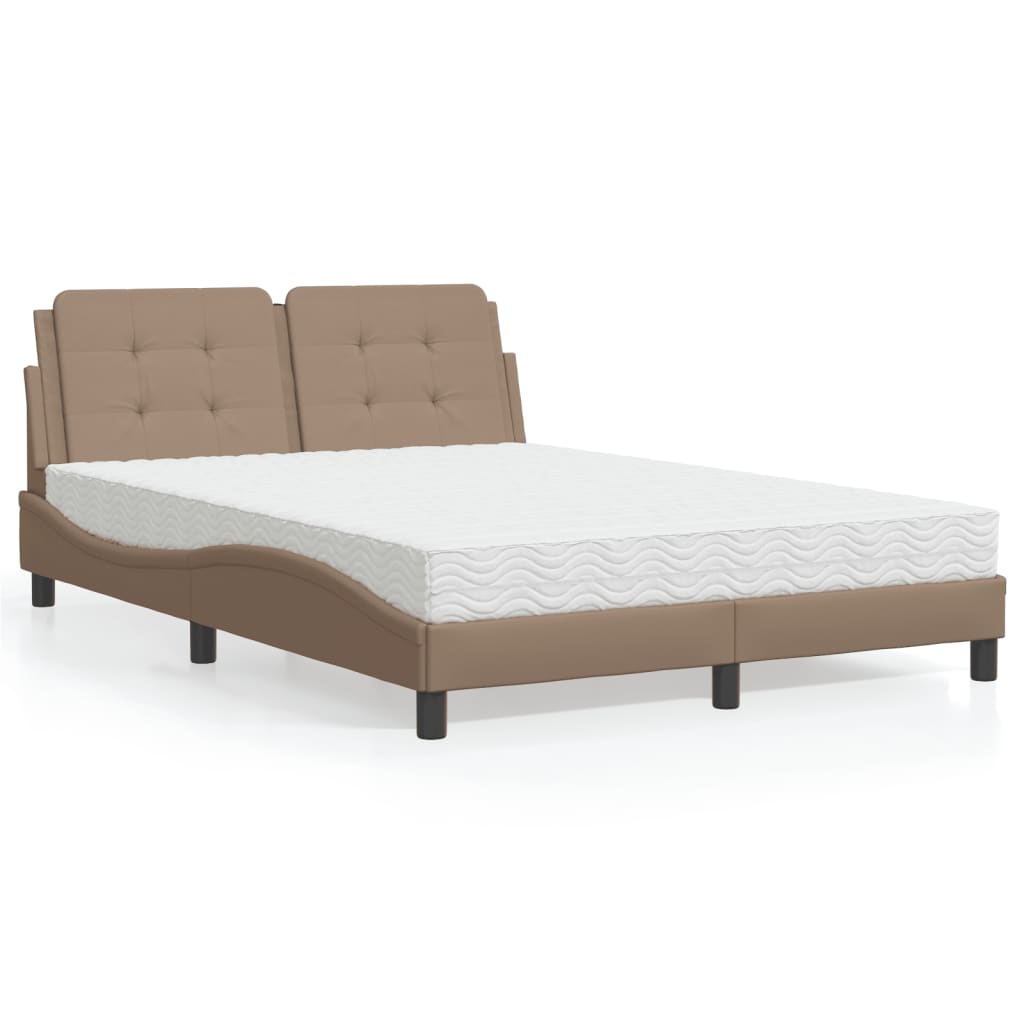 Bed met matras "Zadar" kunstleer cappuccinokleurig 140x200 cm – afbeelding 1