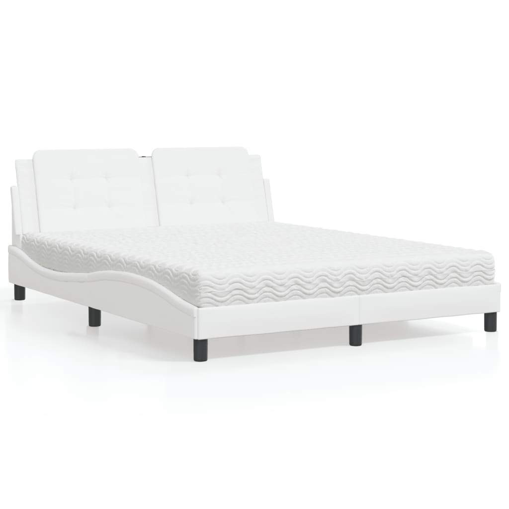 Bed met matras "Zadar" kunstleer wit 160x200 cm – afbeelding 1