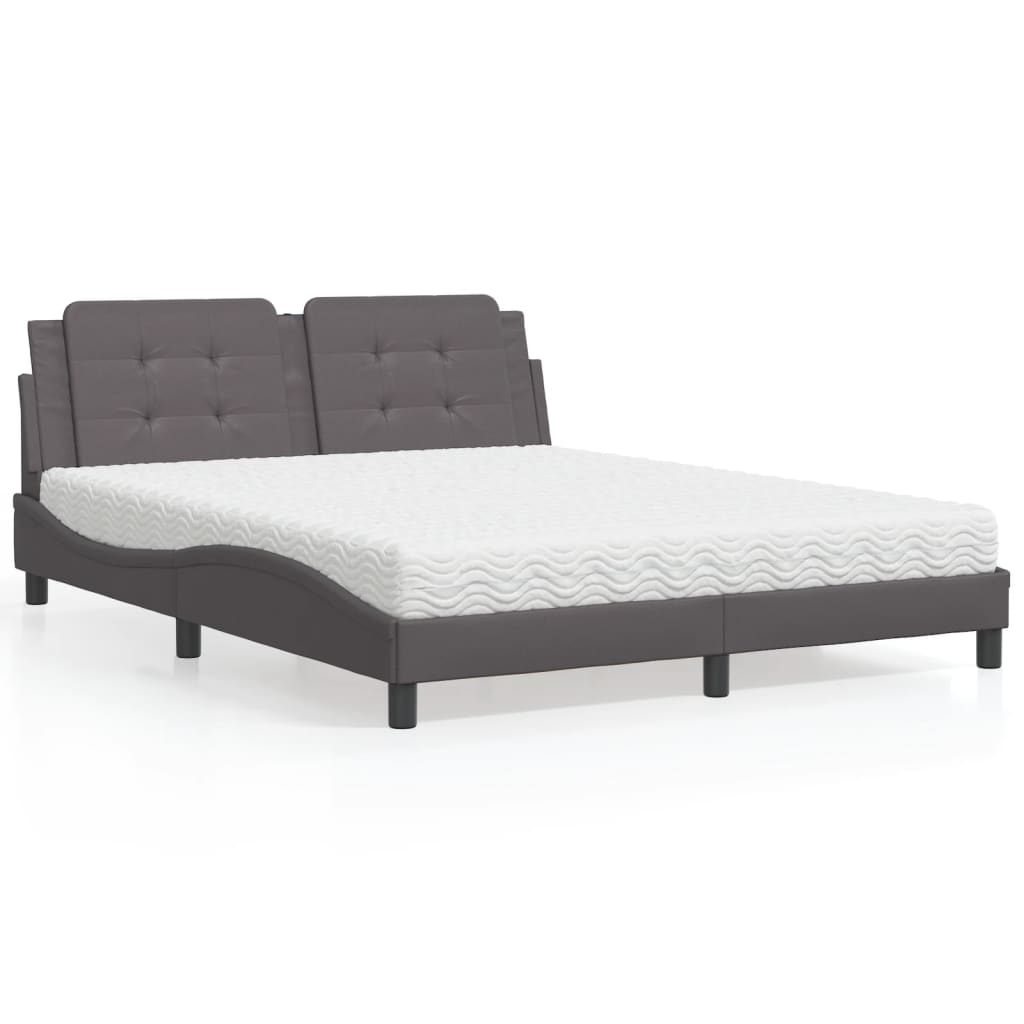 Bed met matras "Zadar" kunstleer grijs 160x200 cm – afbeelding 1