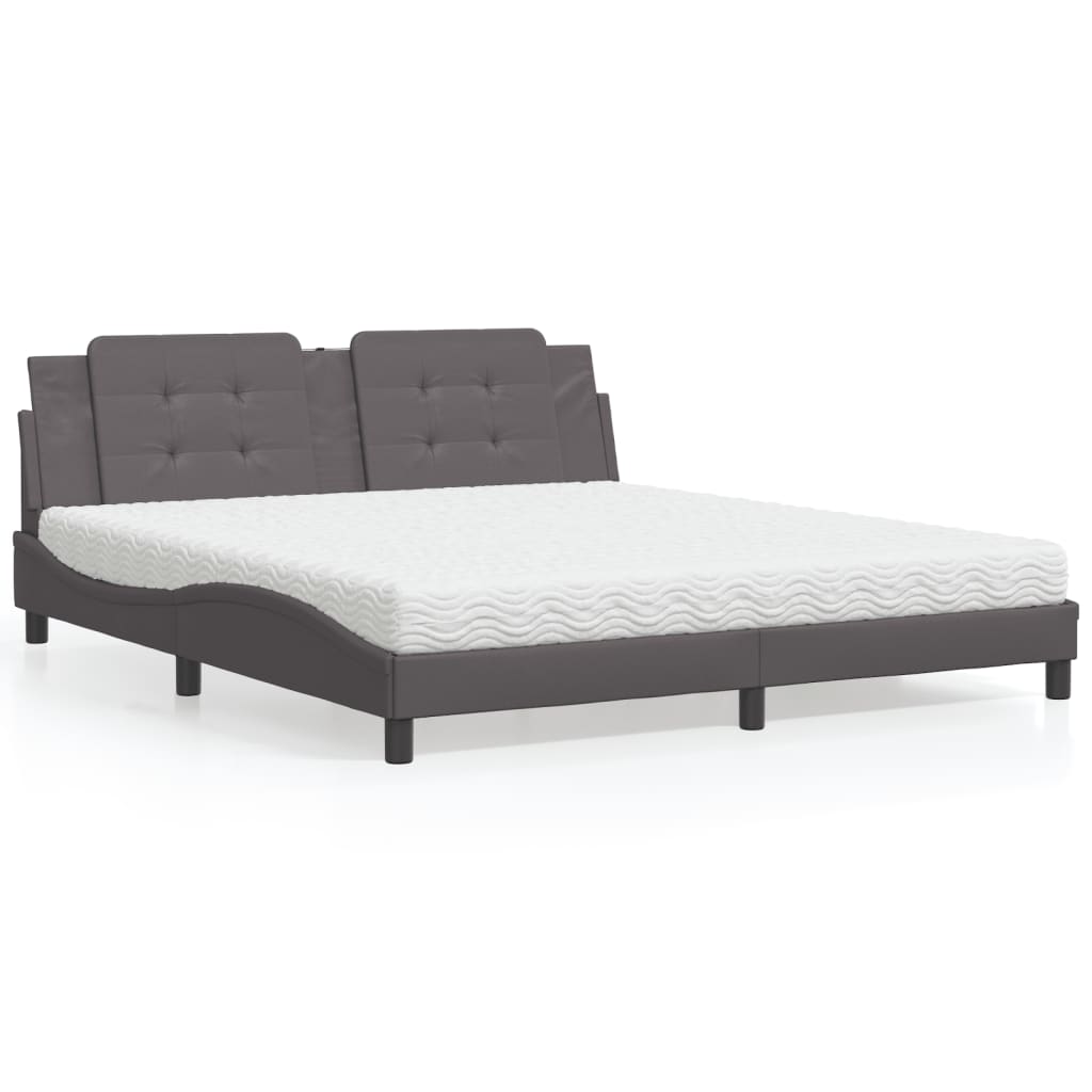 Bed met matras "Zadar" kunstleer grijs 180x200 cm – afbeelding 1