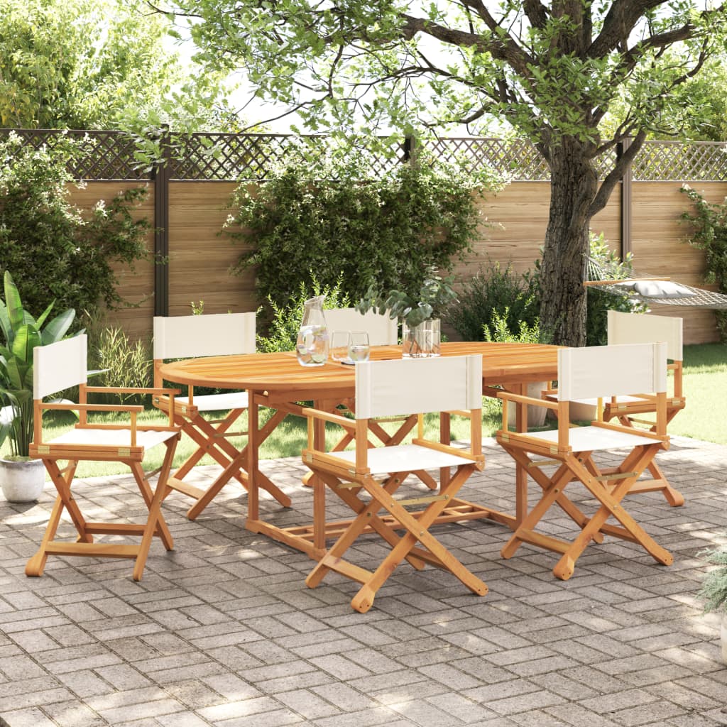 Tuinstoelen 6 st inklapbaar stof crèmewit – afbeelding 1