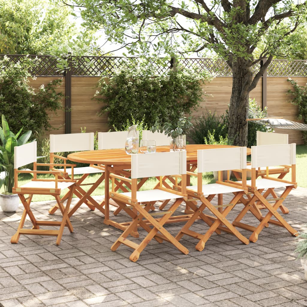 Tuinstoelen 8 st inklapbaar stof crèmewit – afbeelding 1