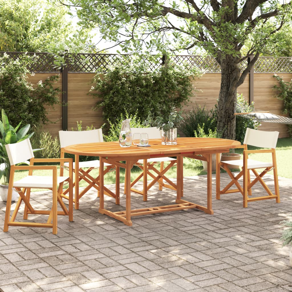 Tuinstoelen 4 st inklapbaar stof crèmewit – afbeelding 1