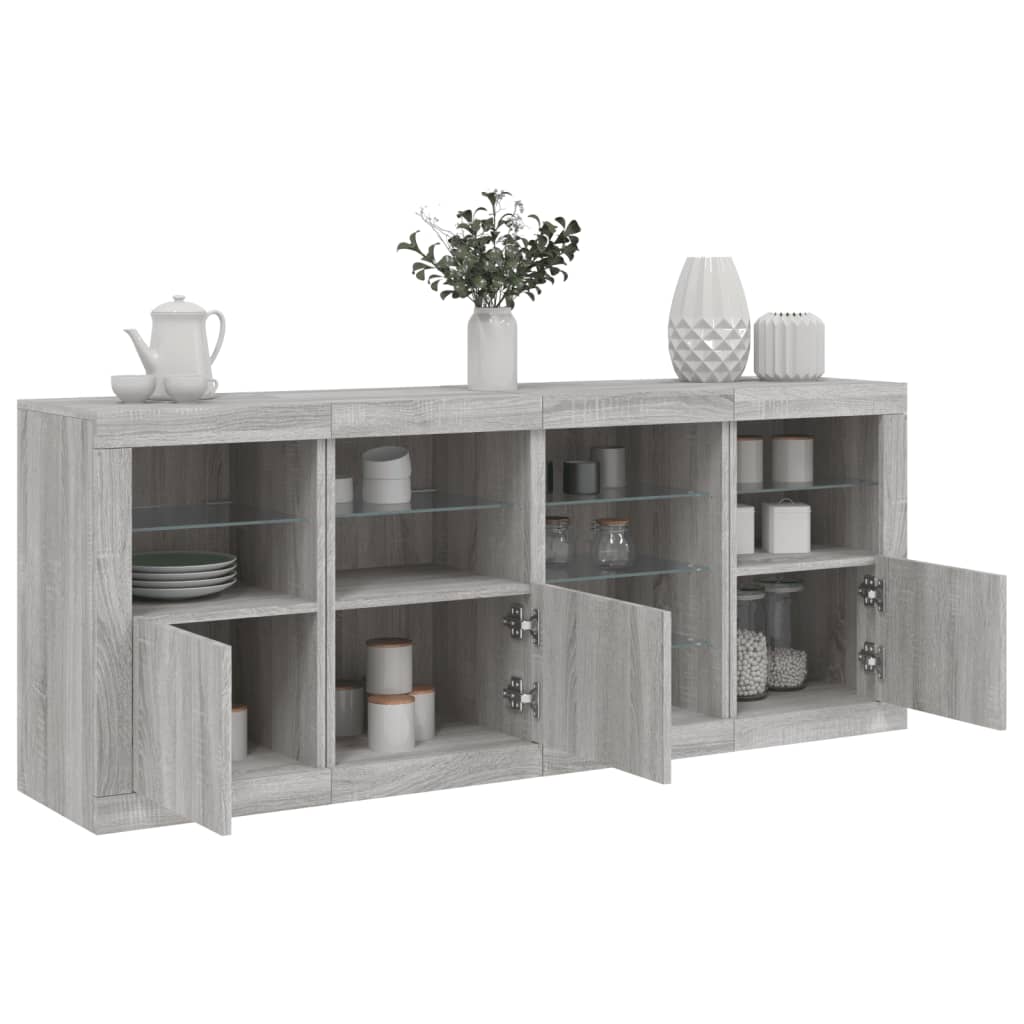 Dressoir met LED-verlichting 164x37x67 cm grijs sonoma eiken