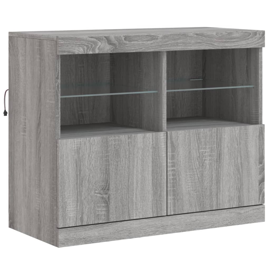 Dressoir met LED-verlichting 163x37x67 cm grijs sonoma eiken – afbeelding 10