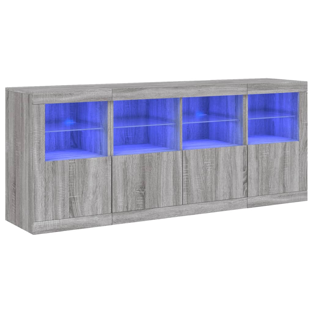 Dressoir met LED-verlichting 163x37x67 cm grijs sonoma eiken – afbeelding 2