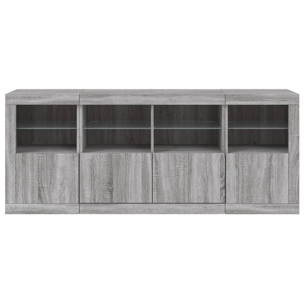 Dressoir met LED-verlichting 163x37x67 cm grijs sonoma eiken – afbeelding 6