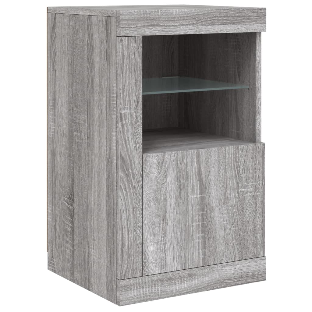 Dressoir met LED-verlichting 163x37x67 cm grijs sonoma eiken – afbeelding 9