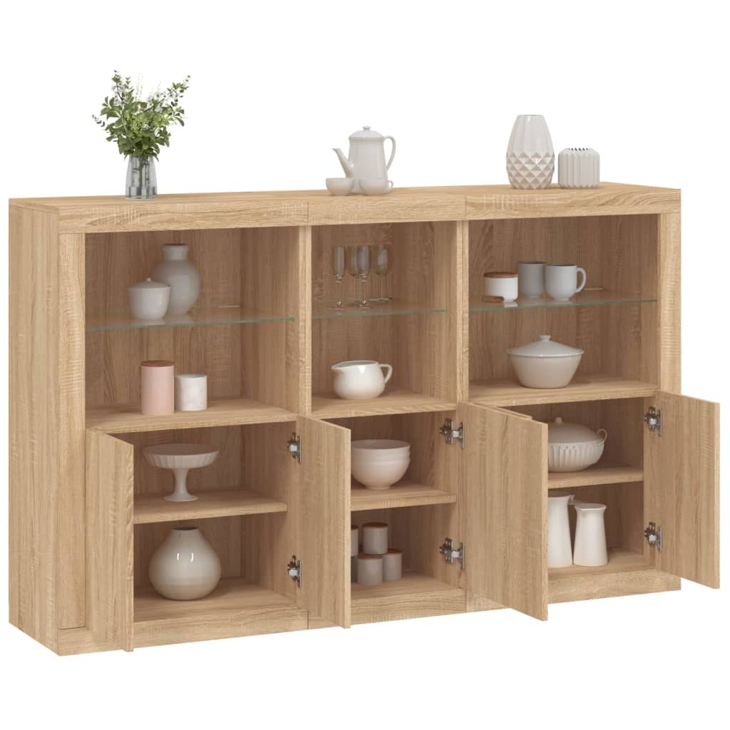 Dressoir met LED-verlichting 162x37x100 cm sonoma eikenkleurig