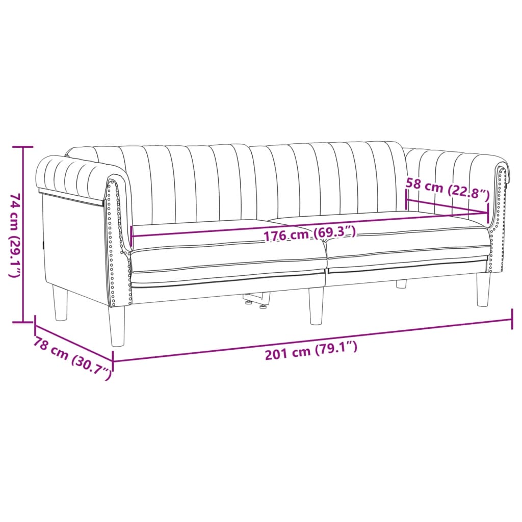 3-delige Loungeset fluweel bruin – afbeelding 10