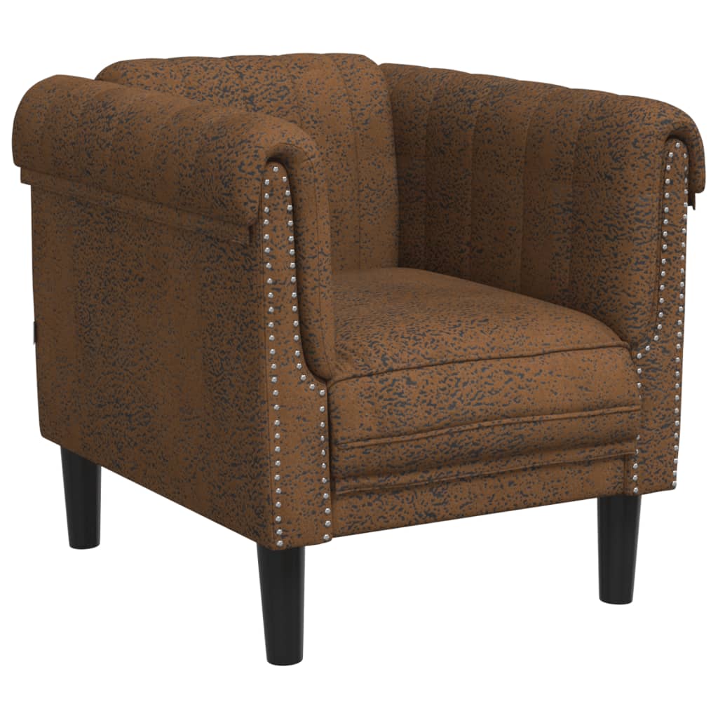 3-delige Loungeset fluweel bruin – afbeelding 4
