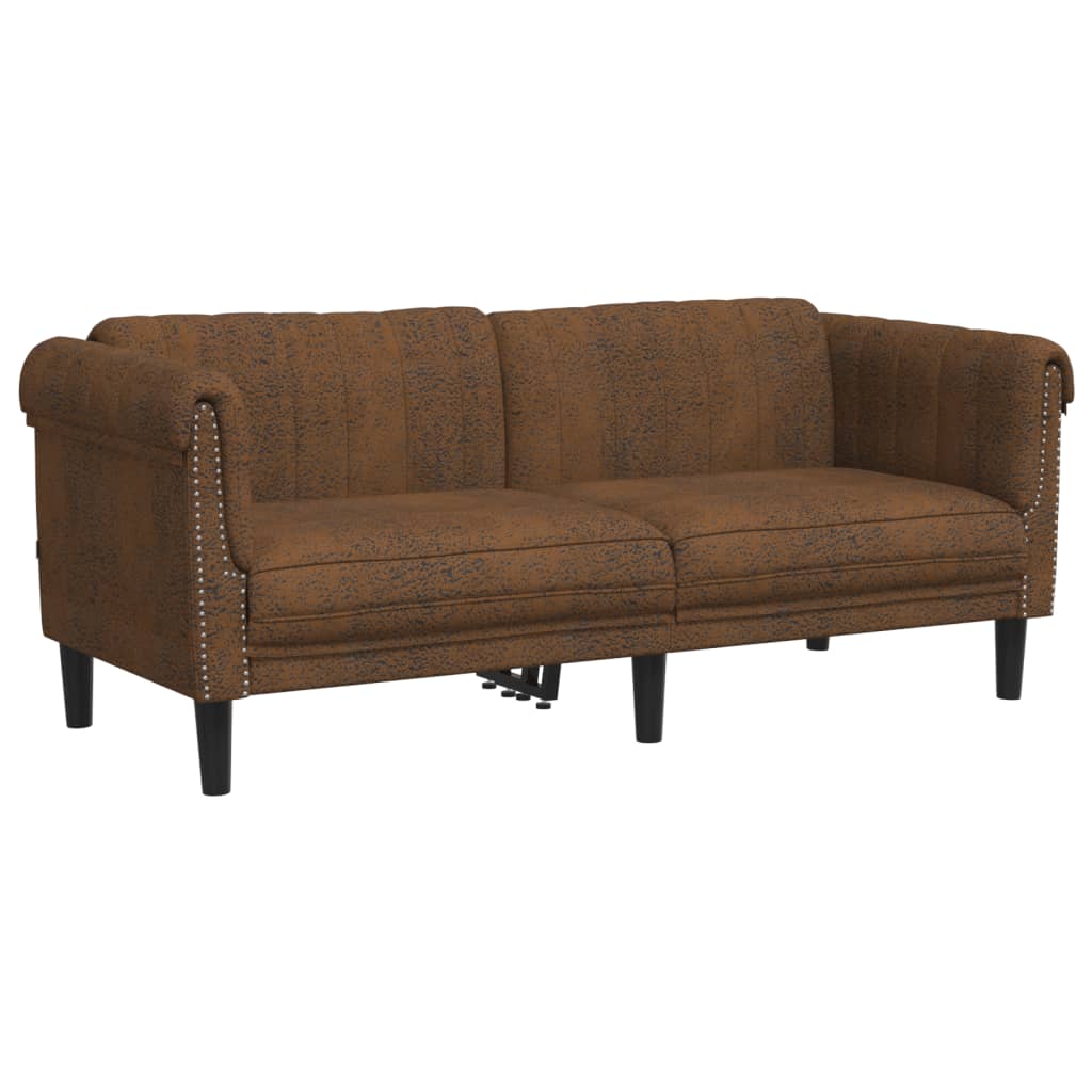 3-delige Loungeset fluweel bruin – afbeelding 5