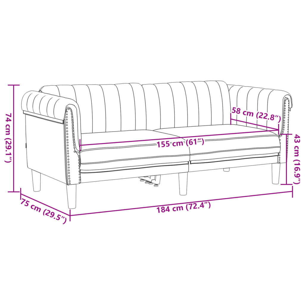 3-delige Loungeset fluweel bruin – afbeelding 9