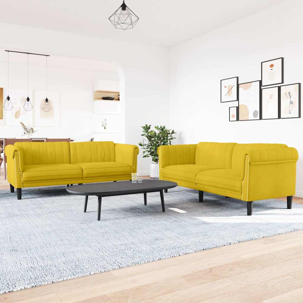 2-delige Loungeset fluweel geel – afbeelding 1