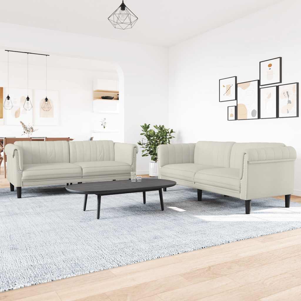 2-delige Loungeset fluweel crèmekleurig