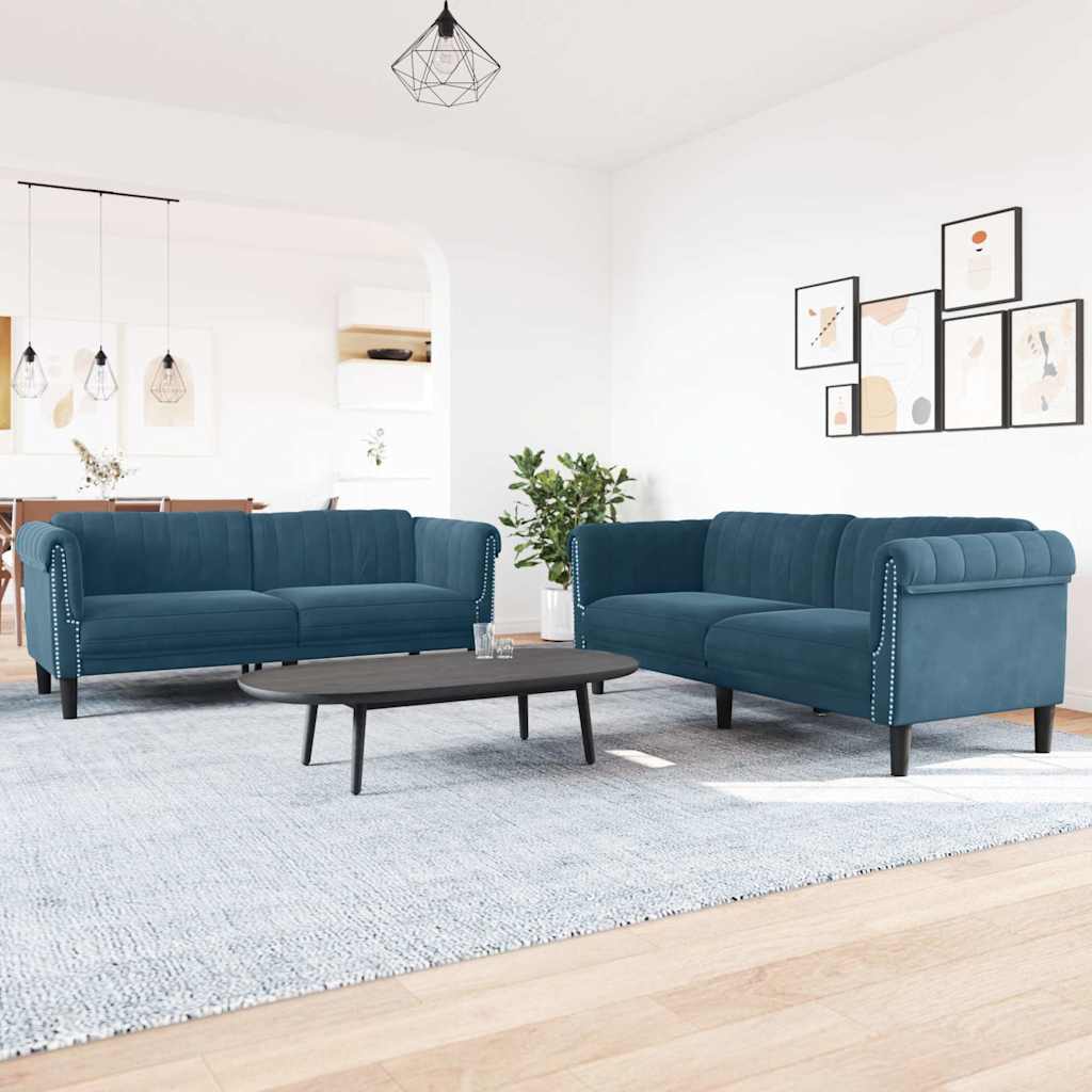 2-delige Loungeset fluweel blauw