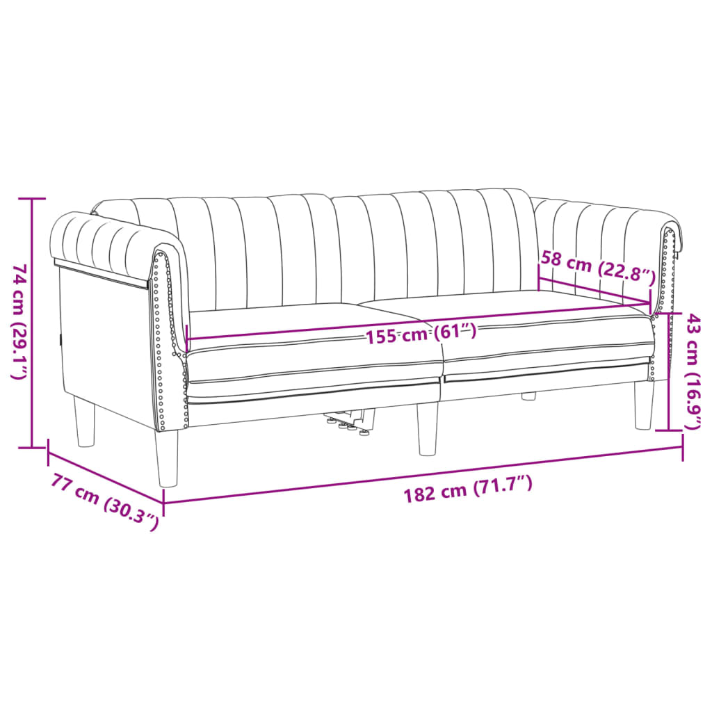 2-delige Loungeset fluweel bruin – afbeelding 8