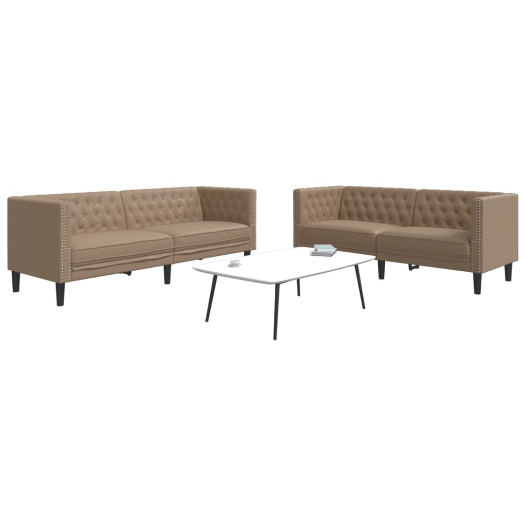 2-delige Loungeset Chesterfield-stijl kunstleer cappuccinokleur