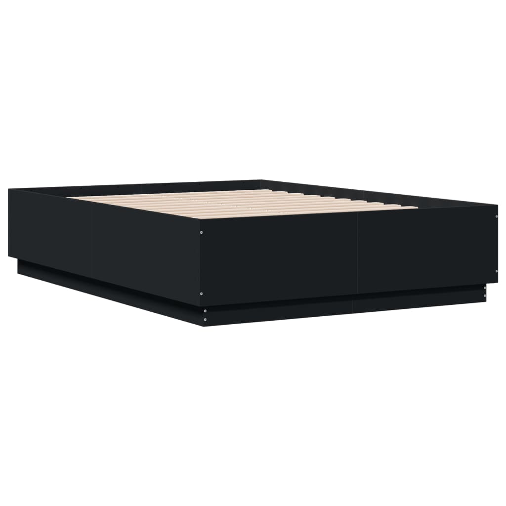 Bedframe met LED-verlichting bruin eikenkleurig 135x190 cm – afbeelding 3