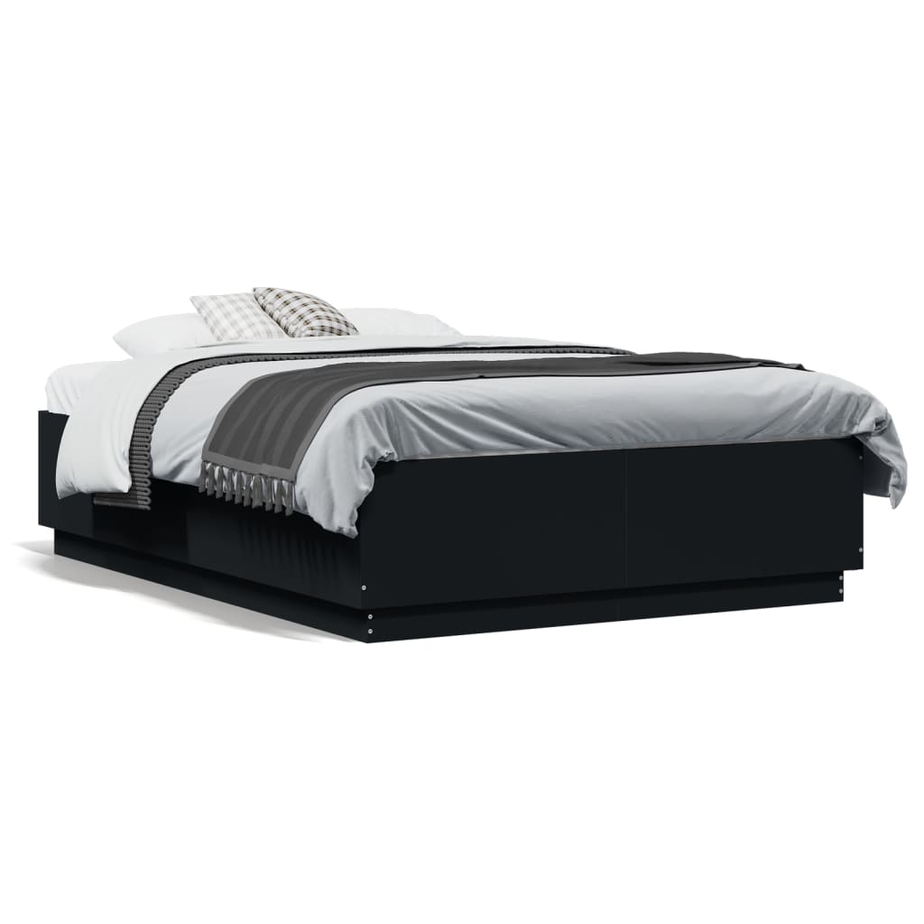Bedframe met LED-verlichting bruin eikenkleurig 135x190 cm – afbeelding 5