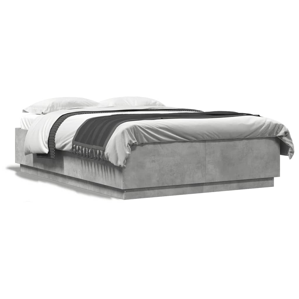 Bedframe bewerkt hout betongrijs 150x200 cm – afbeelding 2