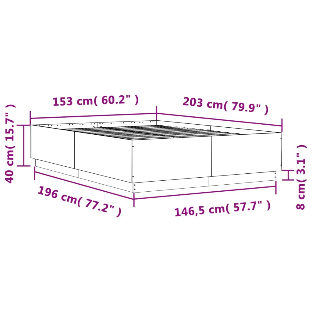 Bedframe bewerkt hout betongrijs 150x200 cm – afbeelding 9