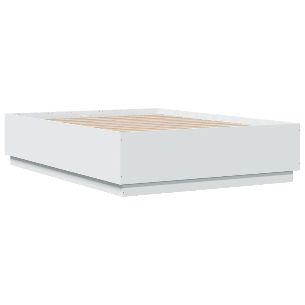 Bedframe LED massief hout wit 140x190 cm – afbeelding 6