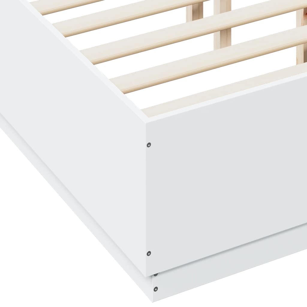 Bedframe LED massief hout wit 140x190 cm – afbeelding 7