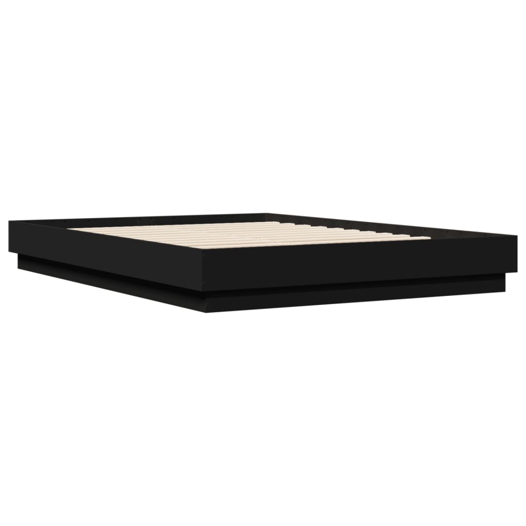 Bedframe bewerkt hout zwart 150x200 cm – afbeelding 3