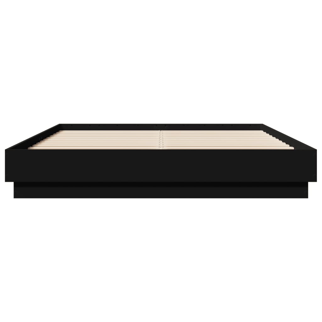 Bedframe bewerkt hout zwart 150x200 cm – afbeelding 4