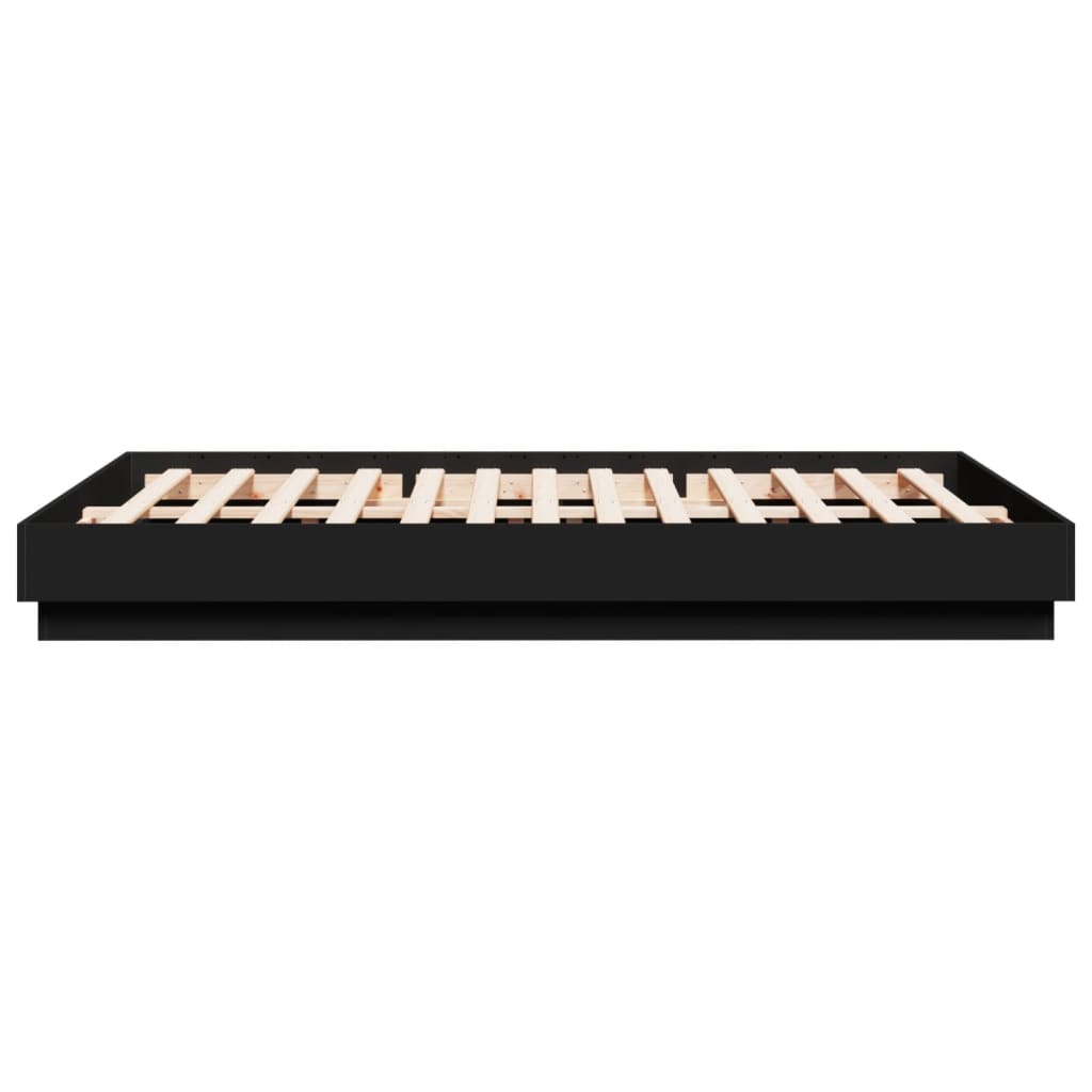 Bedframe bewerkt hout zwart 150x200 cm – afbeelding 5