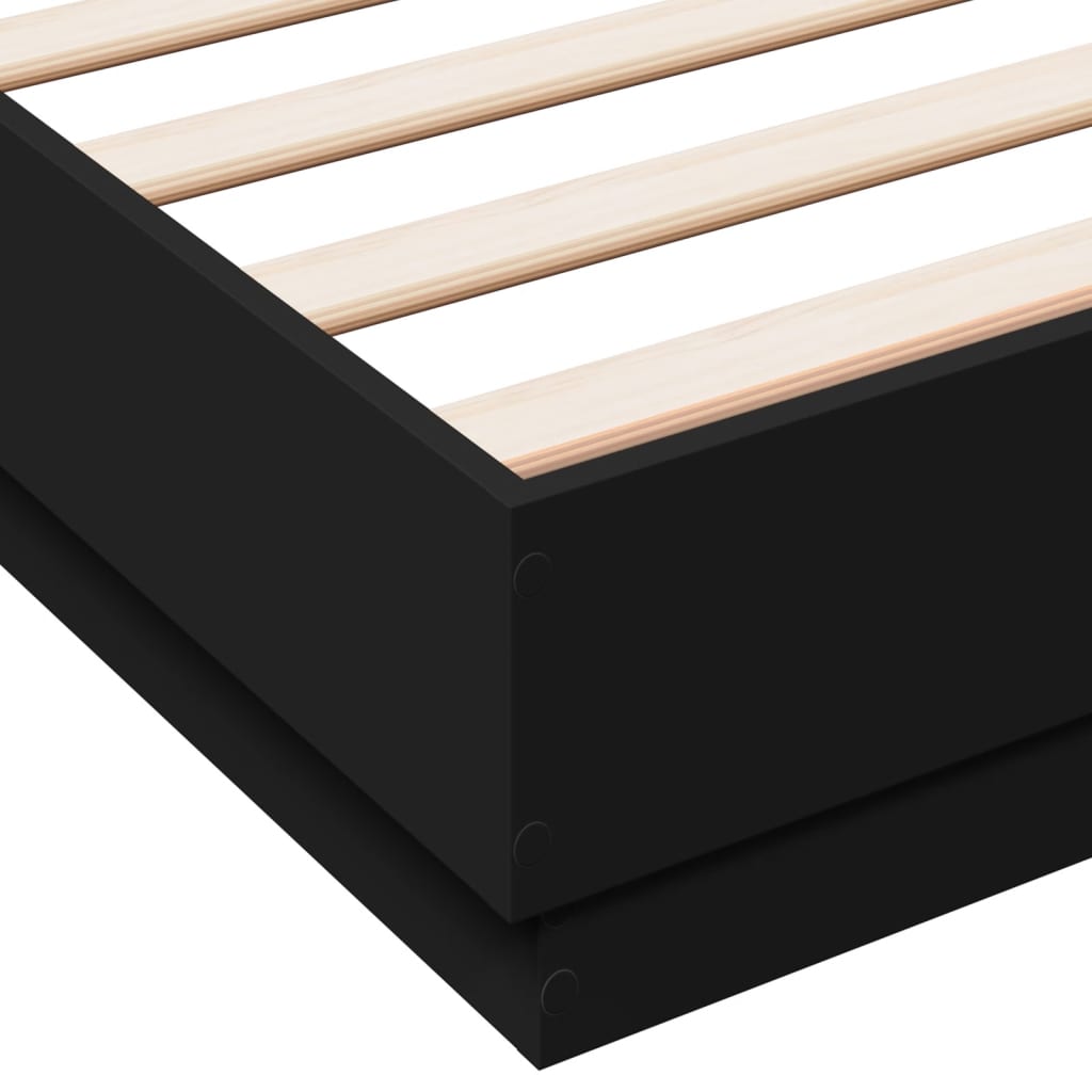 Bedframe bewerkt hout zwart 150x200 cm – afbeelding 7