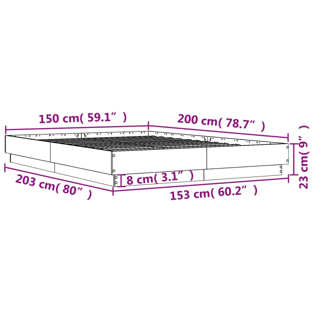 Bedframe bewerkt hout zwart 150x200 cm – afbeelding 9