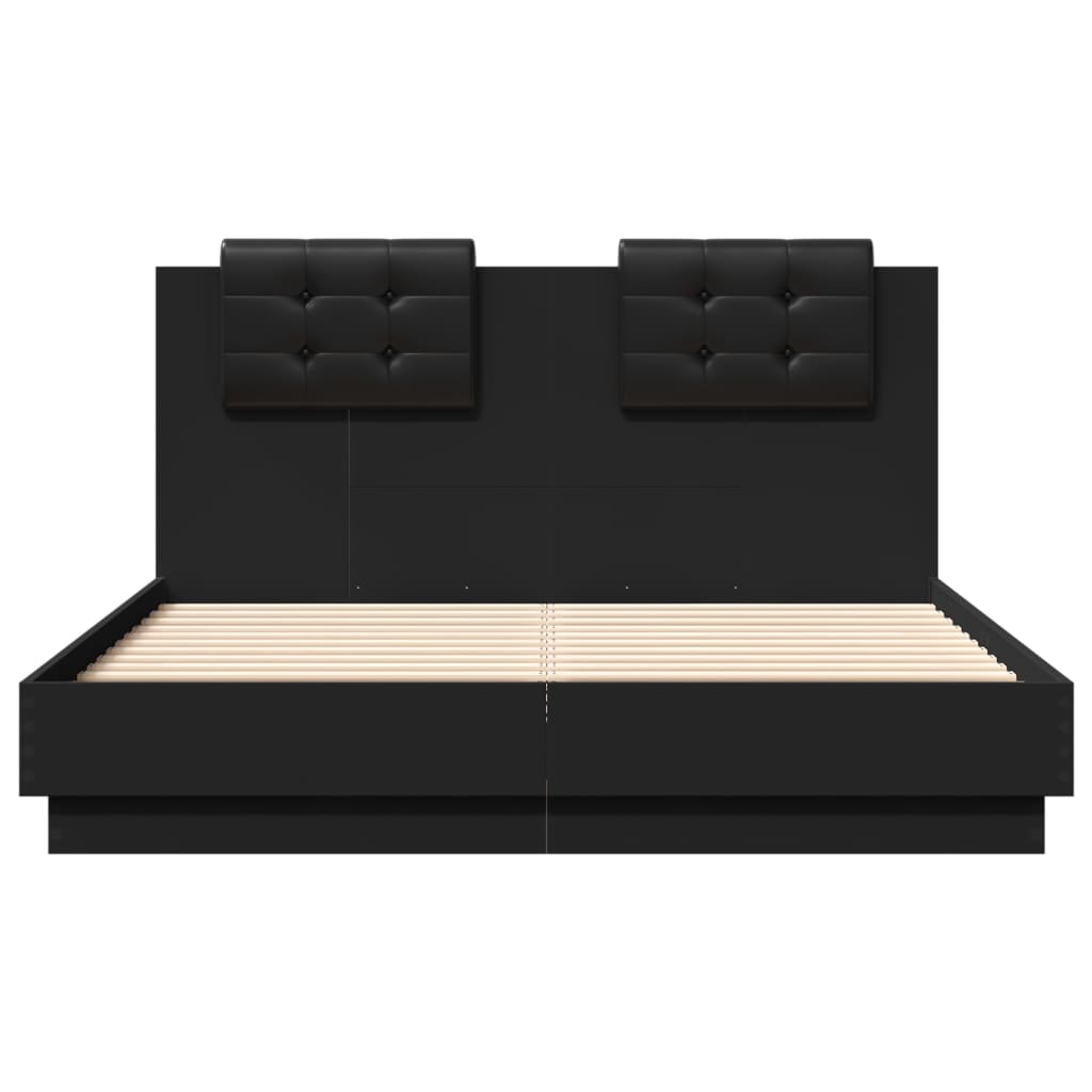 Bedframe met hoofdeinde bruin eikenkleurig 135x190 cm – afbeelding 4