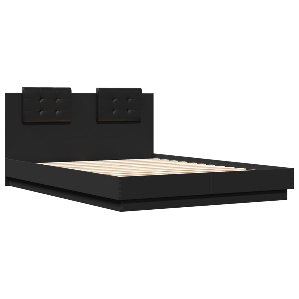 Bedframe met LED zonder matras 150x200 cm zwart – afbeelding 3