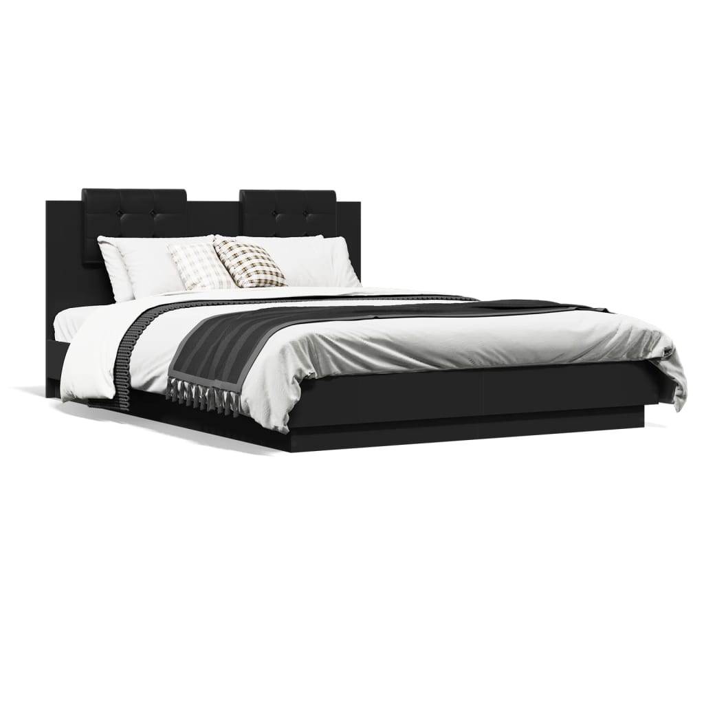 Bedframe met LED zonder matras 150x200 cm zwart – afbeelding 5