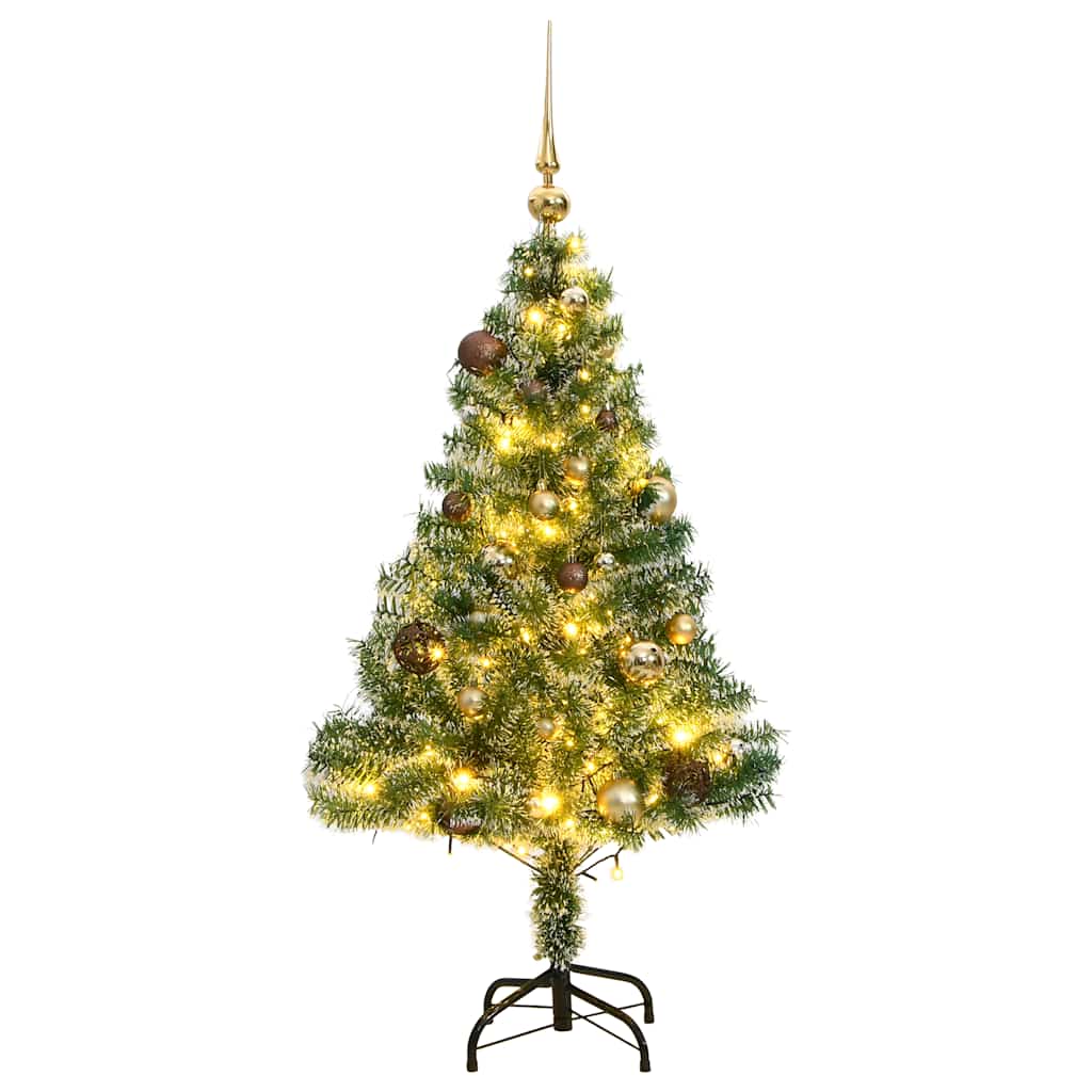 Kunstkerstboom 150 LED's kerstballen en sneeuw 150 cm – afbeelding 1