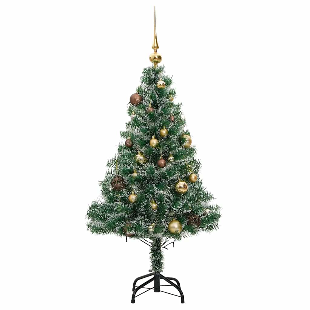 Kunstkerstboom 150 LED's kerstballen en sneeuw 150 cm – afbeelding 4