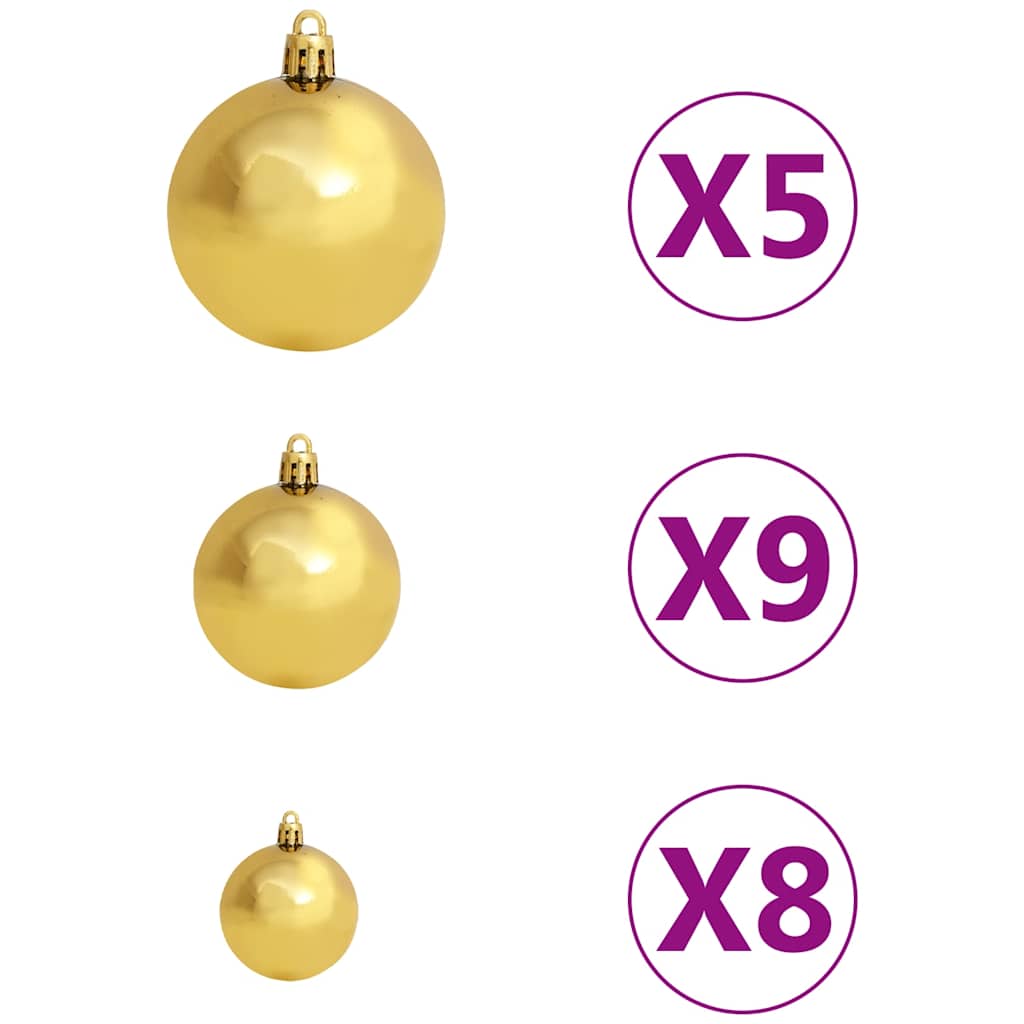 Kunstkerstboom met scharnieren 150 LED en kerstballen 120 cm – afbeelding 10