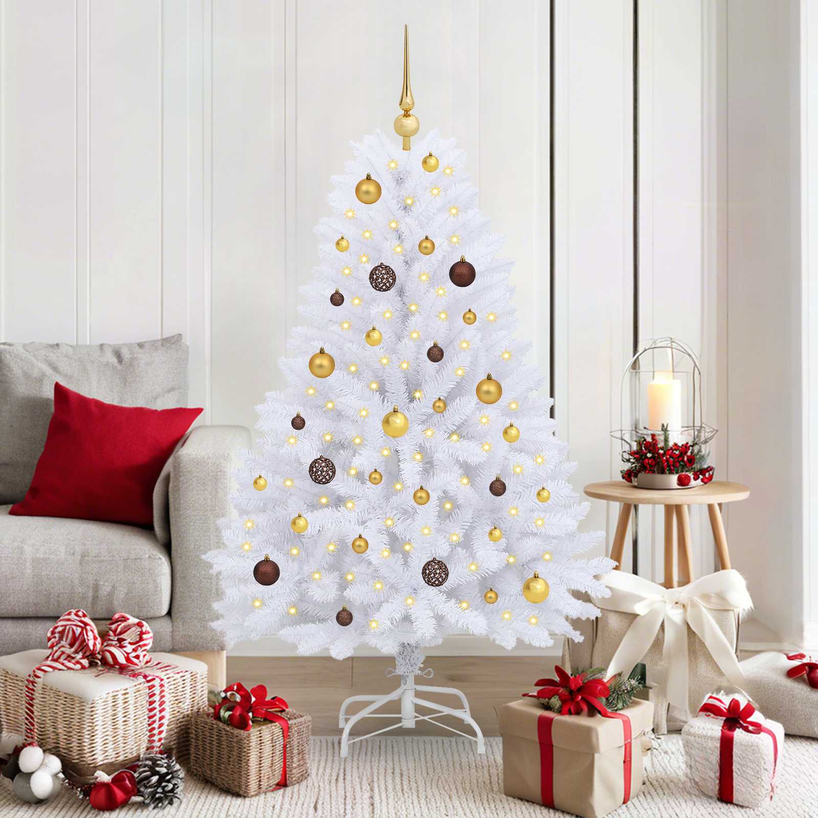 Kunstkerstboom Wit 80 x 80 x 150 cm PVC en Metaal – afbeelding 1