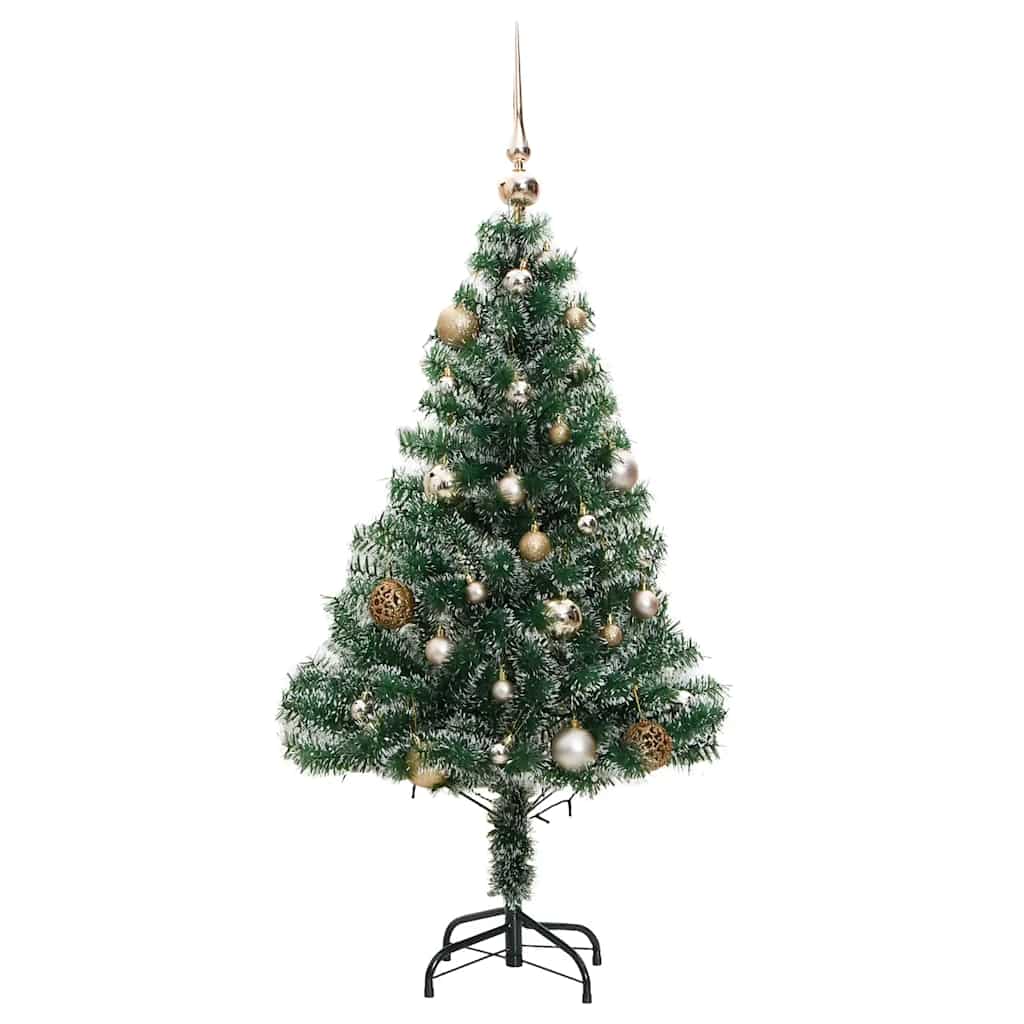 Kunstkerstboom 150 LED's kerstballen en sneeuw 150 cm – afbeelding 4
