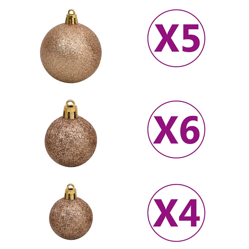 Kunstkerstboom met scharnieren 150 LED's en kerstballen 150 cm – afbeelding 9