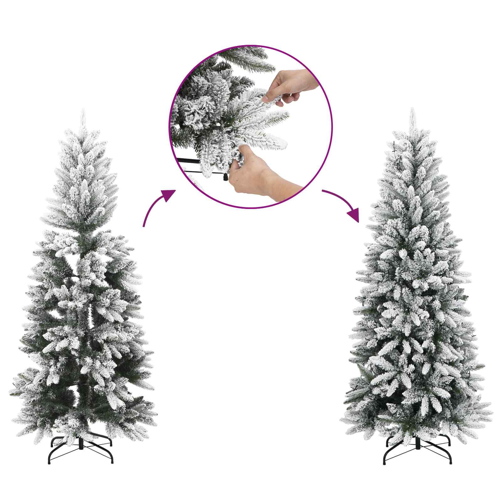 Kunstkerstboom Wit 80 x 80 x 150 cm PVC en Metaal – afbeelding 12