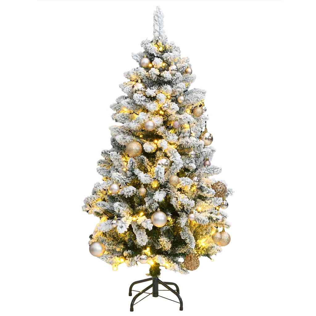 Kunstkerstboom met scharnieren 150 LED's en kerstballen 150 cm – afbeelding 1