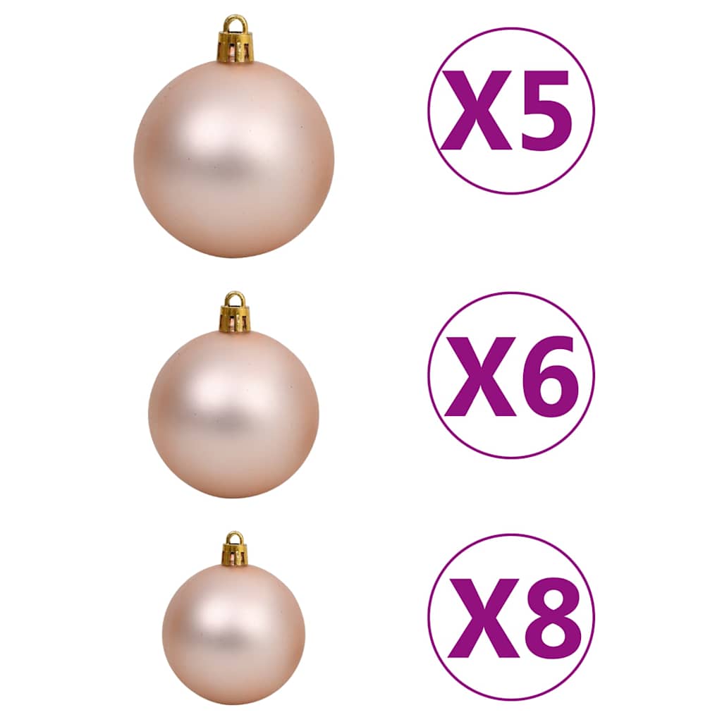 Kunstkerstboom met scharnieren 150 LED's en kerstballen 150 cm – afbeelding 11