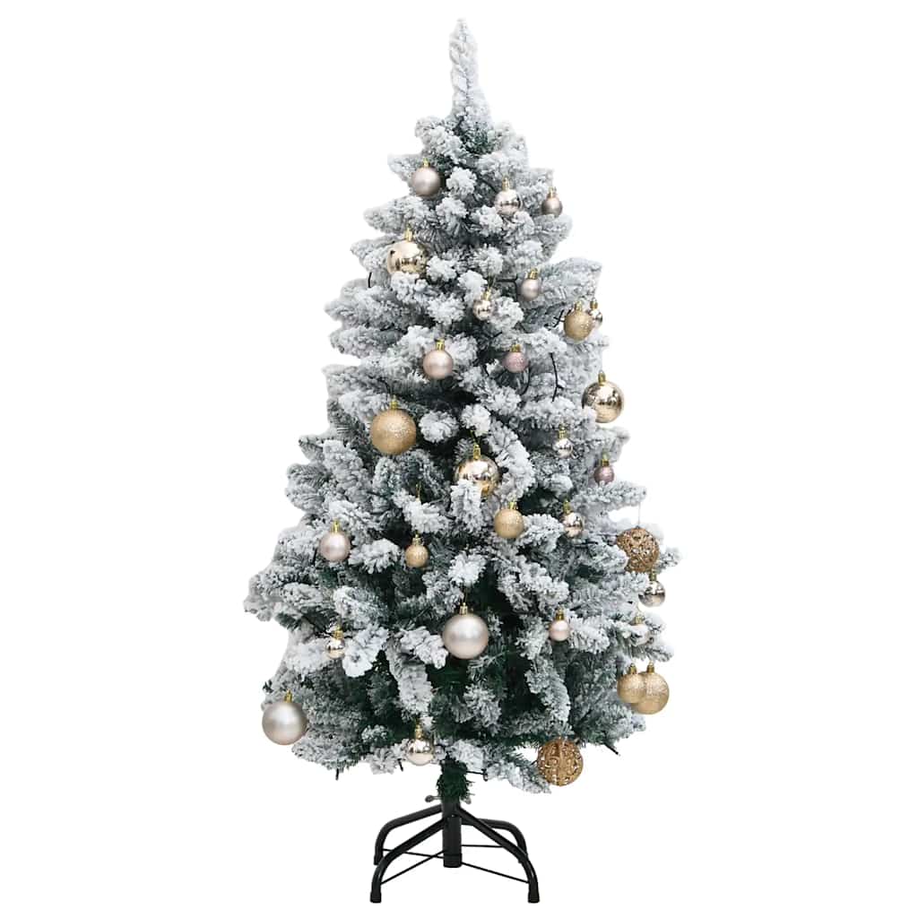 Kunstkerstboom met scharnieren 150 LED's en kerstballen 150 cm – afbeelding 4