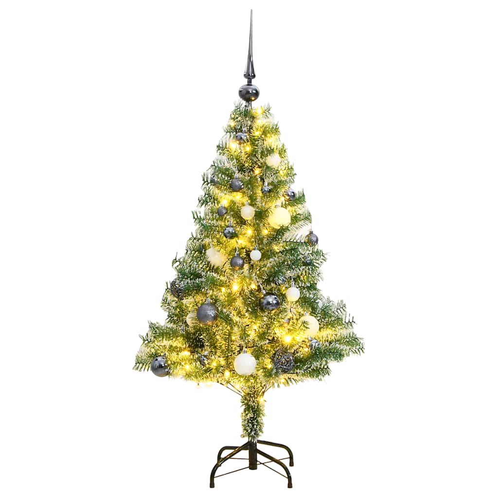 Kunstkerstboom 150 LED's kerstballen en sneeuw 150 cm – afbeelding 1