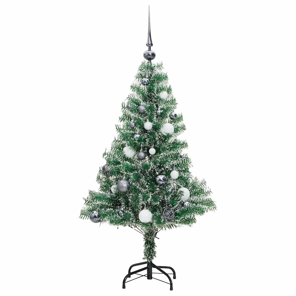 Kunstkerstboom 150 LED's kerstballen en sneeuw 150 cm – afbeelding 4